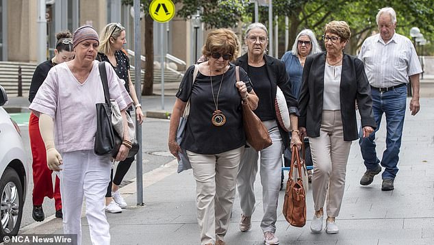 Clare Nowland's family (pictured) filled the public gallery on the second day of the trial.