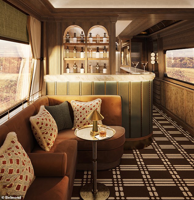 The bar, 'inspired by Victorian apothecaries' and located in the observation car