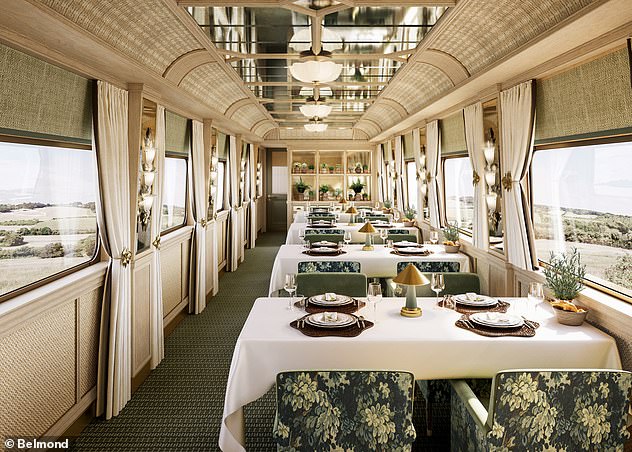 Upstairs is the dining car, where guests will enjoy menus designed by chef Simon Rogan, who runs the three-Michelin-starred L'Enclume restaurant in Cumbria.