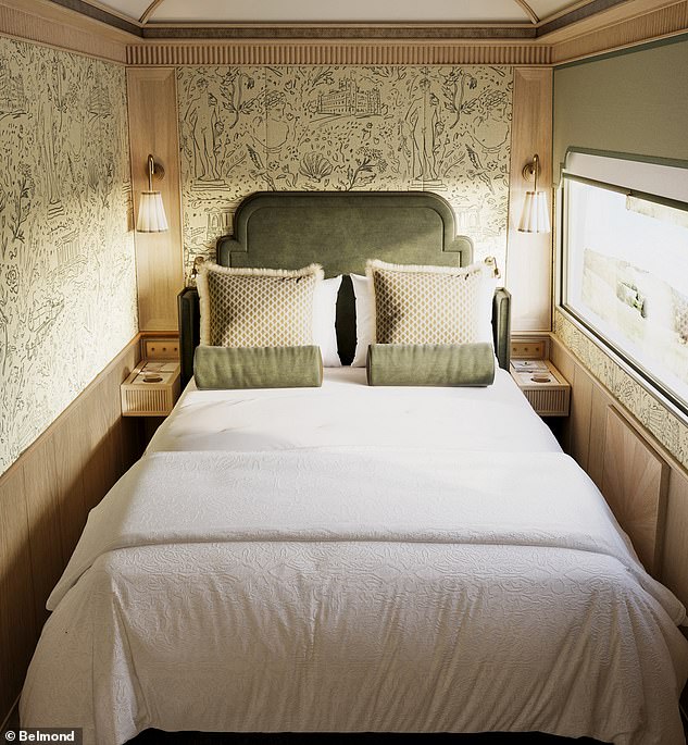 The representation above shows a double cabin with the bed made up