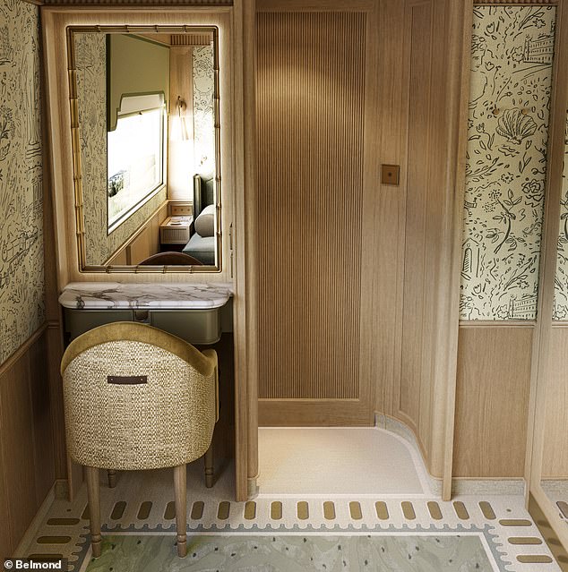 Ticket to travel in luxury: above is the vanity mirror in a double cabin