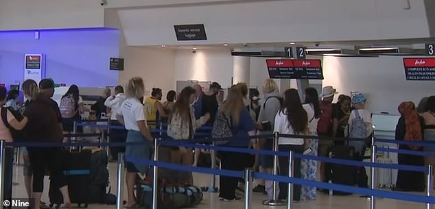 Tourists were left stranded at Perth Airport after Jetstar and Virgin Australia canceled their flights to Bali (pictured)