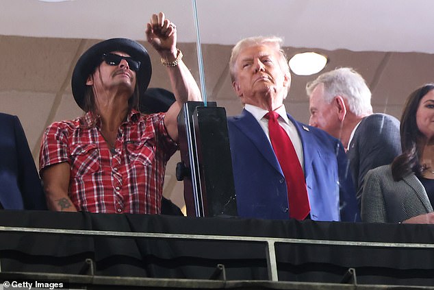 Donald Trump and Kid Rock are seen at an Alabama-Georgia game in Tuscaloosa