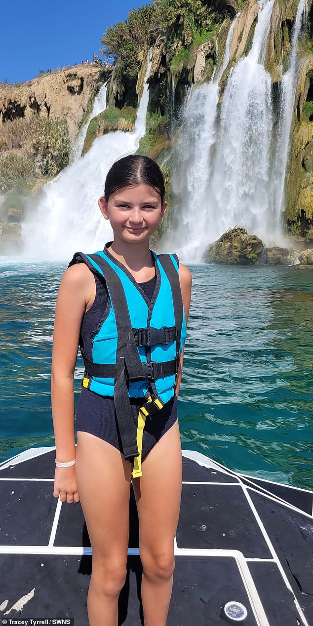 One of Audrey's wishes was to shower under a waterfall.