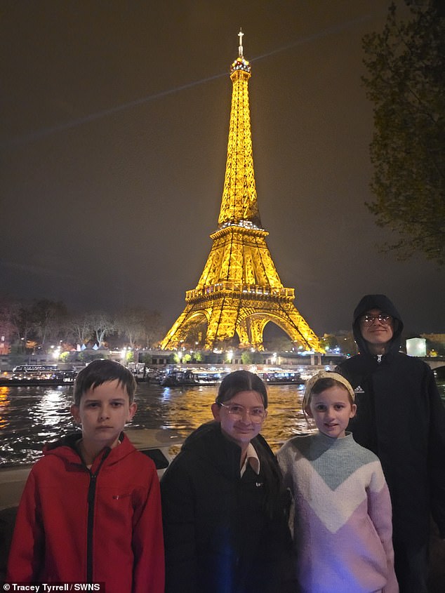 Audrey with her siblings Jack, Emily and Harry at the Effiel Tower as part of Audrey's bucket list.