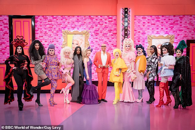 Welsh-born Tayce (third from right) rose to fame as a finalist on the second season of RuPaul's Drag Race UK