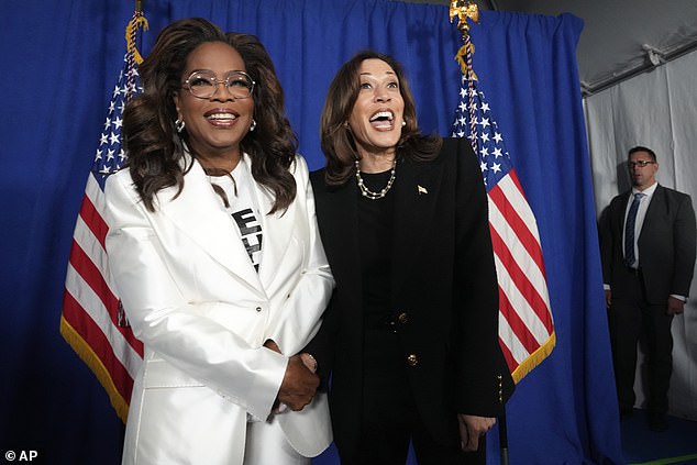 And much of the mainstream media wonders why they are losing attention, subscribers and credibility minute by minute. (Pictured: Harris with Oprah at a rally last week.)