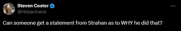 Fans were quick to criticize Strahan for now placing his hand over his heart at the naval base.