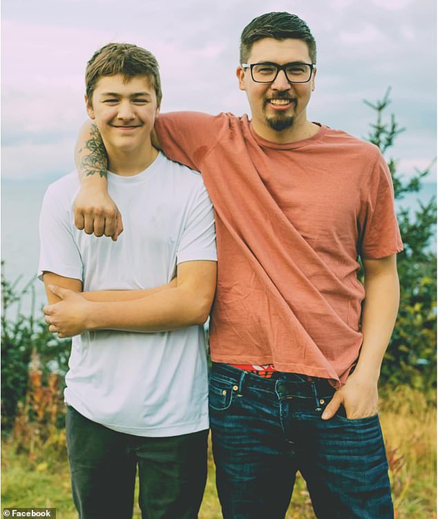 Brian with his older brother Joshua before the explosion.