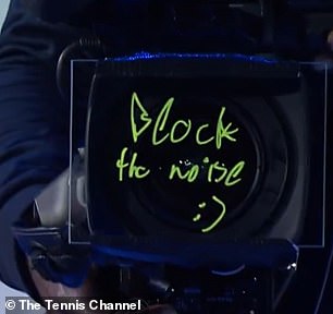 The message read: 'Block out the noise' with a smiley face.