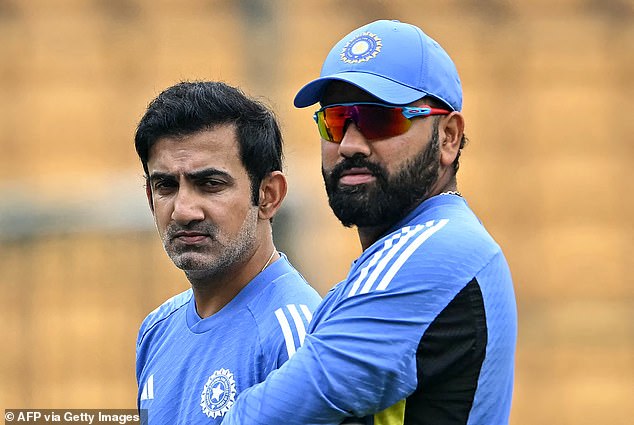 Sharma (right) has also endured a tough time, struggling to find runs in India's 3-0 series loss against New Zealand.