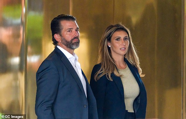 Habba quickly joined Trump's inner circle and became an attack dog against Democrats and their prosecutors. The lawyer and advisor is photographed leaving Trump Tower with Donald Trump Jr. on May 29, 2024.