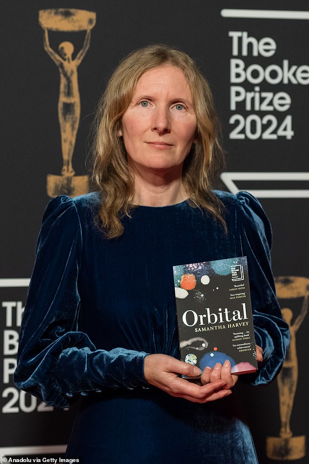 Samantha Harvey's book Orbital, about astronauts looking towards Earth, was named winner of the £50,000 prize and trophy at a ceremony held at Old Billingsgate in the City of London.