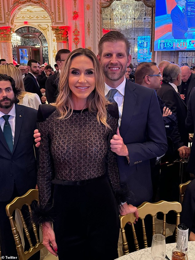 Lara Trump with her husband Eric Trump at Trump's election night party