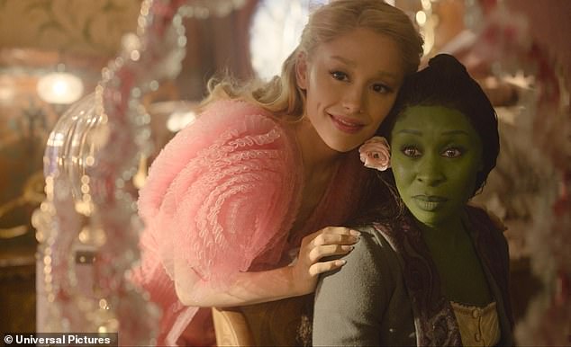 Ariana plays the role of Galinda Upland while Cynthia Erivo plays Elphaba Thropp.