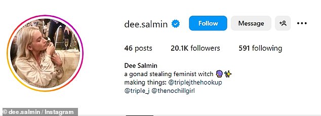 Pictured: The new description Salmin has added to his Instagram bio.