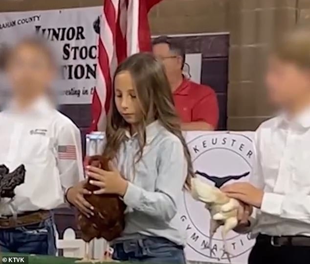 Her father said Kinley (middle) learned a lot about caring for animals and 