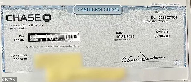 After a year-long battle, the bank finally decided to issue a check the next day to Kinley.