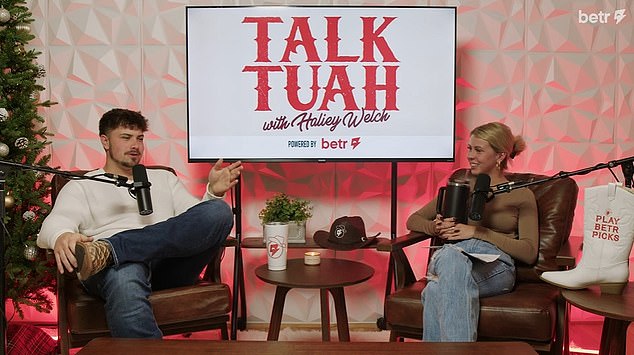 Welch revealed the identity of her boyfriend in the latest installment of the Talk Tuah podcast