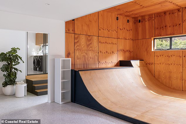 The unique property features an indoor skate ramp, home gym, sauna, swimming pool and is located just minutes from picturesque Currumbin Beach.