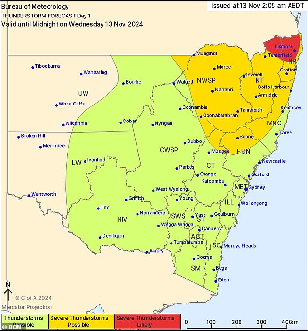 Northeastern New South Wales is the part of the state most at risk.