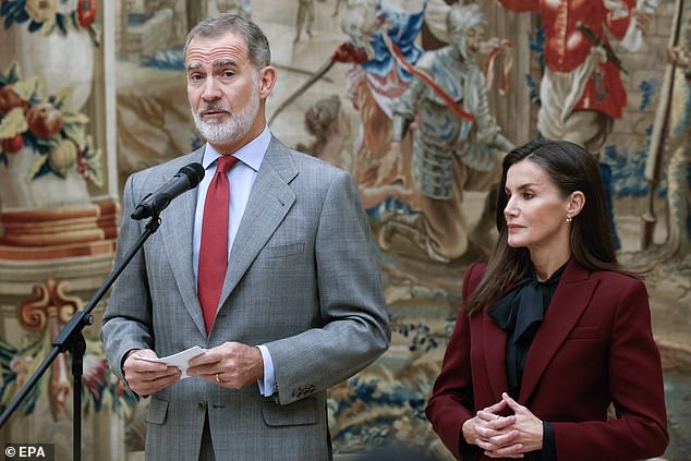 The royal couple gave a speech praising the athletes.