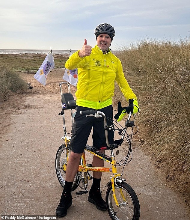 Paddy started his bike ride on Monday at Wrexham Football Club and hopes to finish it in Glasgow on Friday.