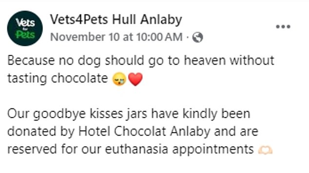 The Vets for Pets clinic in Anlaby, Hull, posted about the 