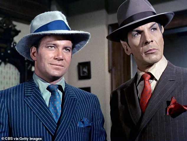 Shatner as Captain James T. Kirk and Leonard Nimoy as Mr. Spock in the STAR TREK episode, A Piece of the Action in 1968.