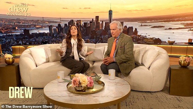 Drew Barrymore shocked fans when she ran off stage choking while filming her talk show with Harry Winkler on Friday.