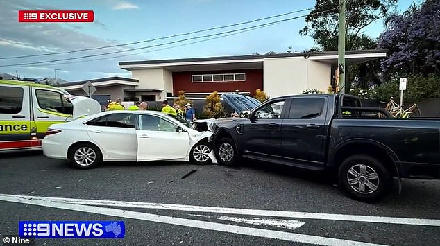 The collision (pictured) occurred in the inner north Brisbane suburb of Bardon on October 18.