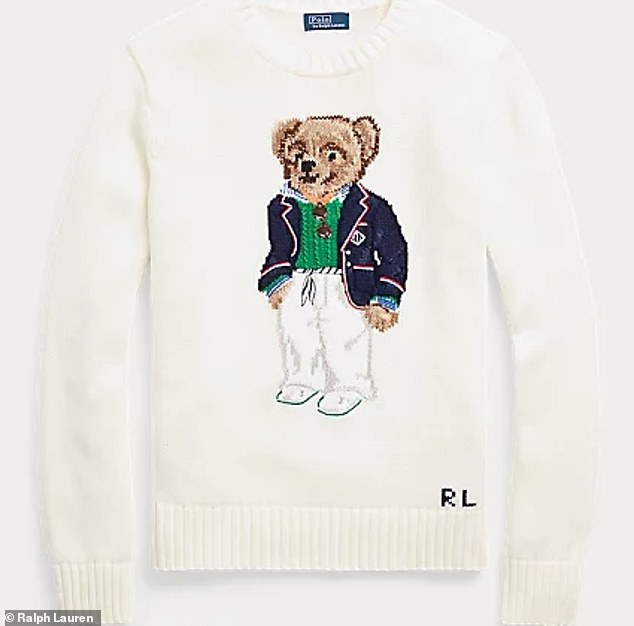 Elysia said the viral Ralph Lauren bear sweater, shown above, is a more neutral option than the American flag sweater, which she believes is more conservative.