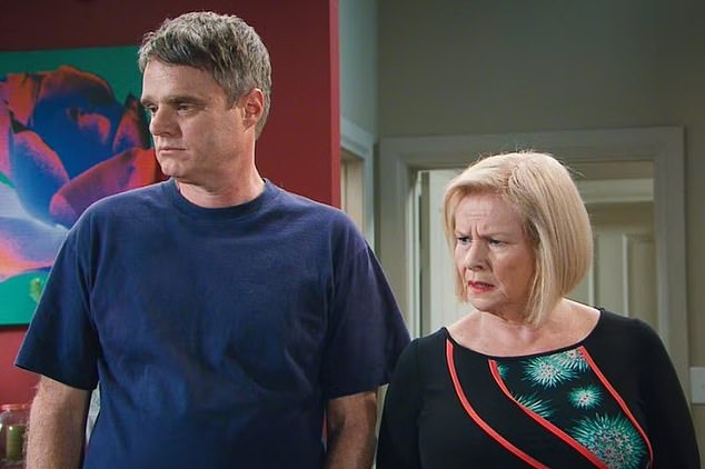 Damien Richardson (left) appears in a scene from the Australian soap opera Neighbors.