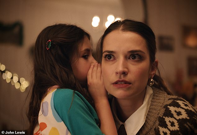 During the cheerful advert, main character Sally (pictured right) runs into a John Lewis flagship store on Oxford Street just before closing time after leaving a little late to find the right gift for her brother. .