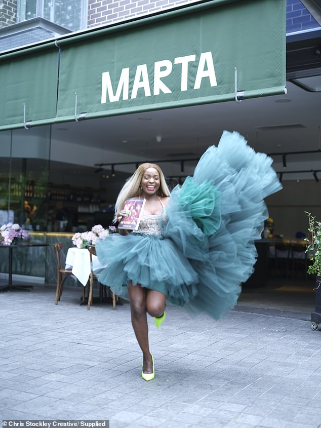 Mutesi stole the show in an extravagant dress that featured a nude halter-neck bodice and huge emerald green tulle skirts.