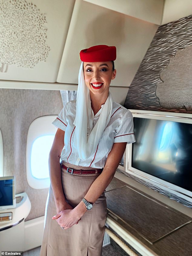 Aussie Emirates host Alexandra Cosoff (pictured) had a very different experience to Becirevic while working for the airline.