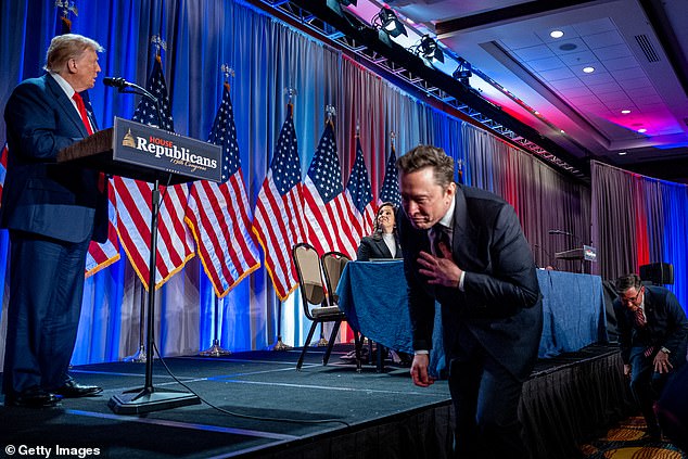 Elon Musk arrives at the House Republican Conference meeting on Capitol Hill as Trump peaks on November 13.