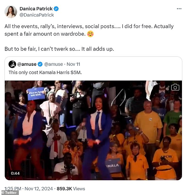 1731573341 501 Danica Patrick reveals how much she was paid by Trump