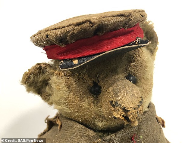 Looking for a new home: Bear's battered face, which will sell for up to £1,200 at auction