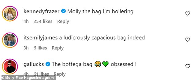 She took to her Instagram to share a mirror selfie during her spree, with her petite frame almost dwarfed by a giant green bag from the store, prompting her stunned fans to go straight to the comments to mock the size.