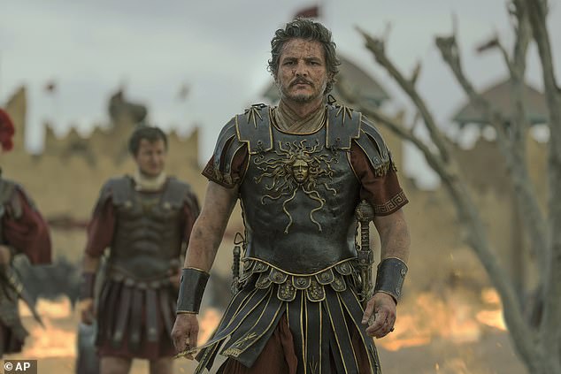 The actor stars in the highly anticipated sequel as Marcus Acacius (pictured), a Roman general who trained under Russell Crowe's Maximus.