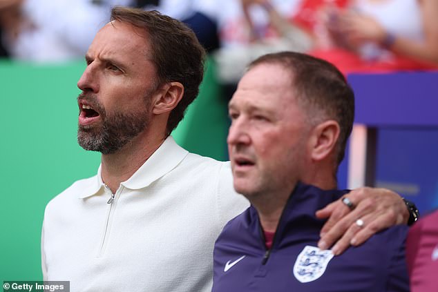 White is believed to have fallen out with Gareth Southgate's assistant Steve Holland (right) at Qatar 22.