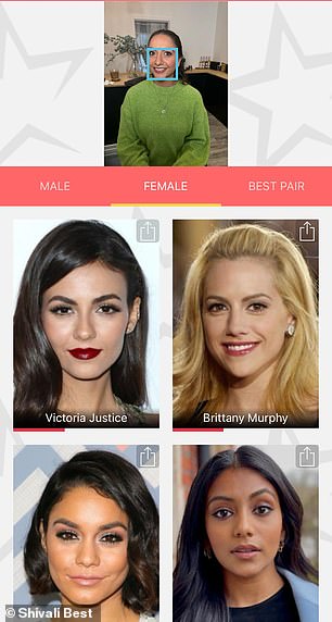 Shivali was delighted to be told she looks like Victoria Justice, Brittany Murphy, Vanessa Hudgens and Charithra Chandran.