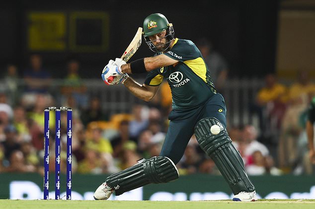 Glenn Maxwell of Australia bats during the T20 international cricket match between Pakistan and Australia at the Gabba in Brisbane, Australia, Thursday, Nov. 14, 2024. (AP Photo/Tertius Pickard)