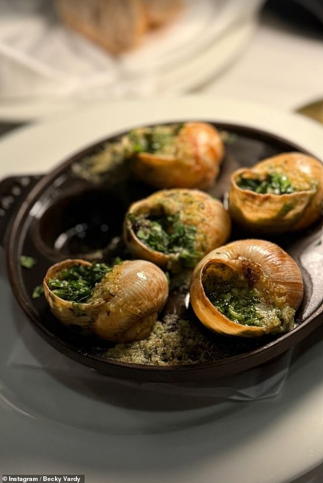 Becky appeared to take a cheeky swipe at Coleen's upcoming trials by sharing a photo of her dinner of a plate of snails.