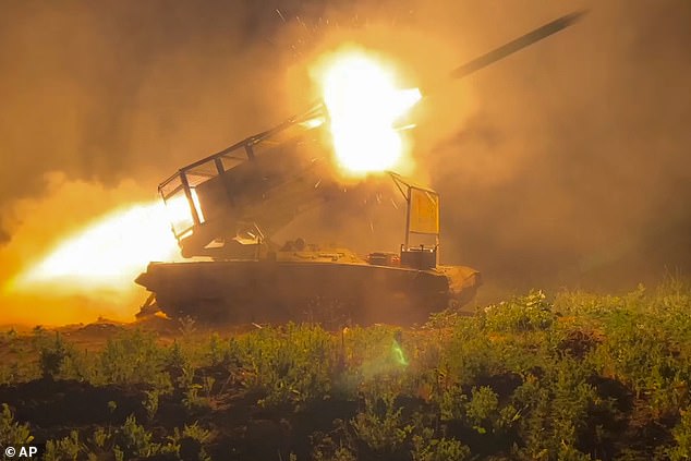 November 13, 2024: The Russian army's Solntsepyok multiple rocket launcher fires at Ukrainian positions in the border area of ​​the Kursk region, Russia.