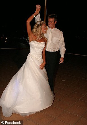 The Plummers are pictured on their wedding day.