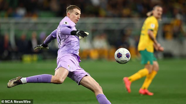 Socceroos' Joe Gauci kicks the ball during the 2026 FIFA World Cup Round 3 AFC Asian Qualifying match between Australia Socceroos and Saudi Arabia at AAMI Park on November 14, 2024 in Melbourne , Australia. (Photo by Graham Denholm/Getty Images)