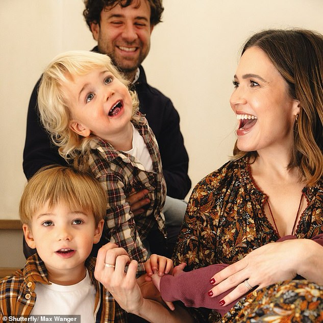 Moore and her husband have sons August, three, Oscar, two, and the latest addition, daughter Louise Everett, who was born in September.