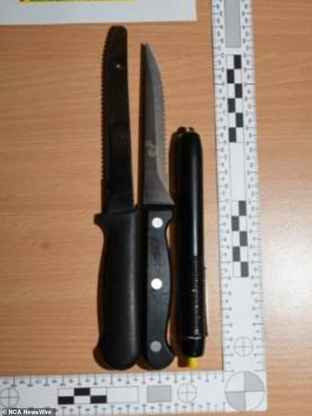 Two steak knives were seized at the Yallambee Lodge nursing home (pictured) on May 17.